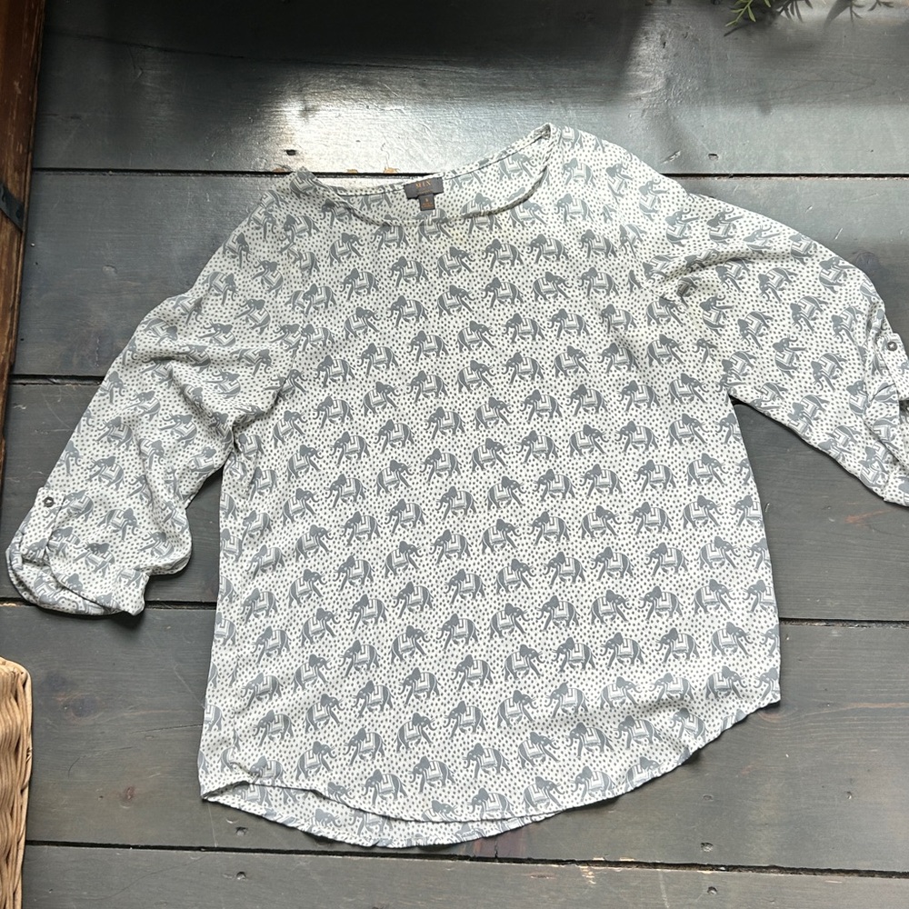 41 Hawthorn Womens Long Sleeve Roll Tab Shirt Gray Elephants